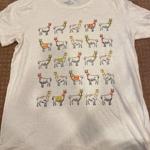 EUC size L J.Crew White Llama Tshirt